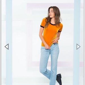 Gold Velvet Ringer Tee